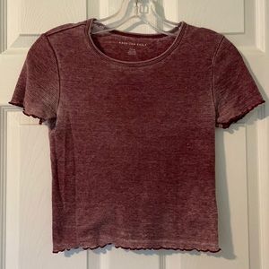 AE waffle baby tee XS plum color